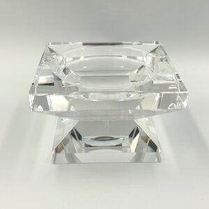 Rosenthal Clear Crystal Pillar Candle Holder Modernist Faceted